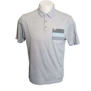 Travis Mathew Polo Shirt Size Medium Gray With Striped Pocket & Logo Golf  Mens